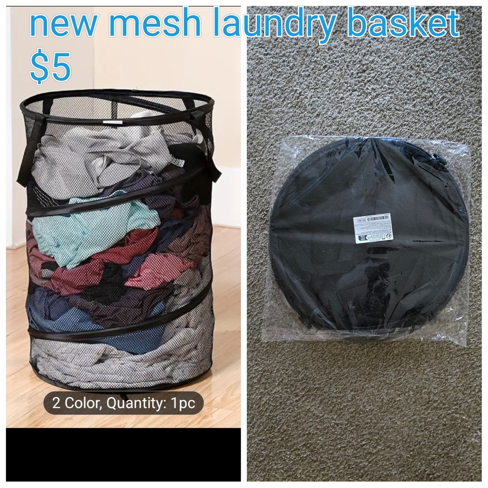 Black Mesh Laundry Basket